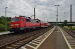 111 107-9 mit einen RE von Würzburg nach Frankfurt/M. in Retzbach am 16.07.14.