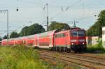 Nach Aachen verlässt die 111 128 mit ihrem RE4 den Rheydter Hbf am 2.8.2014