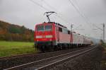 111 107-9 schiebt einen RB 58033 nach Schweinfurt Stadt am 11.11.14 bei Haarbach.