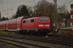 Nachschuß auf die 111 129 nach Dortmund bei der Einfahrt in Rheydt Hbf.