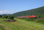 111 182 mit RE 4606 nach Frankfurt.Aufgenommmen bei Wernfeld am 13.8.2016.