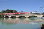 111 066 mit RE79021 am 09.09.2012 auf der Saalachbrücke zwischen Freilassing und Salzburg