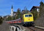 111 024 mit einer RB nach Innsbruck am 04.04.2013 in Reith bei Seefeld in Tirol.