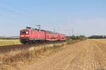 112 166 DB mit Regionalexpress Göttingen-Leinefelde fotografiert bei Niedernjesa am 07.08.2018