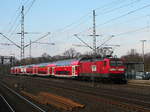 112 144 -1 schiebt den RE 1 (21866) Büchen - Hamburg Hbf. aus Schwarzenbek; 19.02.2019 
