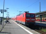 BR 112 als RE5 nach Stralsund im Bahnhof Oranienburg.(29.6.2011)