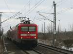 112 110 mit dem RE 3 nach Elsterwerder durchfhrt am 19. Januar 2013 den Bahnhof Grobeeren. 