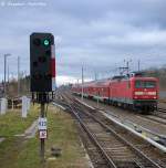 112 107-8 mit dem RE3 (RE 18313) von Stralsund Hbf nach Elsterwerda in Berlin-Blankenburg.