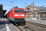 112 190 mit RE 1 (RE 4310) von Rostock Hbf nach Hamburg Hbf in Schwerin Hbf am 24.03.2013