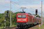 112 190-4 schiebt RE 1 (RE 4311) von Hamburg Hbf nach Rostock Hbf in Schwerin-Grries am 09.06.2013