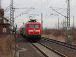 112 133 mit dem RE 3 nach Elsterwerder kurz vor der Durchfahrt durch den Bahnhof Großbeeren am 04.