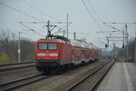 Am 12.04.2016 fährt dieser RE 5  3509  in Richtung Wünsdorf-Waldstadt. Aufgenommen bei der Durchfahrt Bahnhof Teltow. Geschoben wurde diese Zugfahrt von einer BR 112 (112 182).
