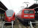 BR 429 und 112 118 in Stralsund am Hauptbahnhof am 21.10.2016