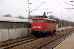 Stammlok des IC 1934, 113 268, durchfhrt am 08.03.09 Burgkemnitz Richtung Leipzig.