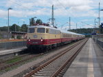 Diesmal einen Halt in Bergen/Rügen legte 113 309,mit dem Sonderzug Binz-Trier,am 12.Juni 2016 ein.