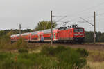 RE1 in Richtung Schwerin unterwegs, mit der BR 112 180 in Front. 3km östlich von Büchen 17.10.2017
