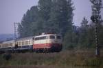 112265 ist am 10.09.1988 um 11.38 Uhr mit dem D 433 an der Landesgrenze NRW zu NDS nach Aarhus unterwegs