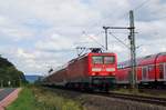114 014 mit Regionalzug bei der Durchfahrt durch Niedermittlau (Strecke Hanau - Fulda). 14.8.2017
