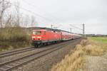 114 031 ist als RB bei Kerzell in Richtung Frankfurt/M unterwegs.