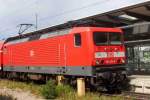 BR114 mit RE Richtung Elserwerda im Rostocker Hbf.