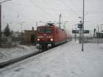 Hier 114 015-1 mit einem RE3 von Stralsund Hbf.