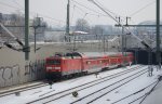 09.02.2010 114 031-8 mit RE4 nach Wismar unterwegs beim Verlassen des Nord-Sd Tunnels in Berlin.