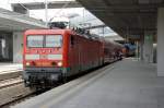 114 029-2 als RE3 nach Elsterwerda im Bahnhof Berlin Sdkreuz. 29.04.2010