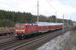 114 029 mit RE 3 nach Elsterwerda am 27.01.2011 bei Eberswalde