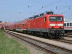 114 017 brachte,am 21.Mai 2011,den Ostsee-Express von Berlin nach Stralsund.Am Nachmittag stand Sie zusammen mit den Wagenpark in Stralsund.