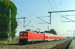 114 013 mit RE 33008 (Rostock Hbf–Hamburg Hbf) am 08.10.2005 in Brahlstorf