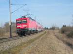 Am 08.03.2015 kam 114 035 mit der RB 32 von Stendal nach Salzwedel.