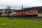 30.12.2017 Streckenabschnitt Uhingen,PbZ 2461 betehend aus 115 198-4,120 149-0,120 159-9,101 088-3