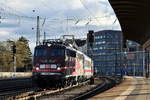 Am 24. Dezember 2018 fährt 115 509 mit PbZ 2460 in Ulm Hbf ein.