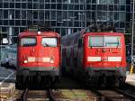 Die 115 307 und die 111 056 am 13.04.2009 in Mnchen Hbf.