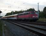 Nach der Ankunft aus Wien,am 31.August 2009,in Binz schob 115 336 den Leerpark auf das Abstellgleis wo der Zug die Nacht verbrachte.