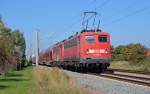 115 205 bespannte am 03.10.13 den PbZ 2467 von Berlin nach Leipzig. Hier durchfhrt das Gespann Greppin Richtung Bitterfeld.