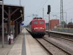 115 205 erreichte,am 08.Juli 2014,noch vor dem Regenschauer,mit dem EC 378 Bratislava-Binz den Bahnhof von Bergen/Rügen.