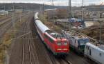 115 114 fuhr am 17.12.15 mit dem PbZ 2466 in Bitterfeld ein.