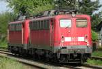 Die 140 678-4 zieht die 139 314-9 im Schlepp hinter Hckelhoven Baal am 21.04.2011