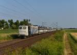 139 312 mit einem BLG-Autozug am 14.07.2013 bei Plattling.