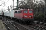 139 285-1 ist mit einen containerzug am 17.01.14 durch hh-harburg gefahren