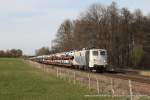 139 555-7 (Lokomotion) mit einem Autotransportzug in Großkarolinenfeld, 26. März 2014
