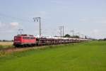 139 557-3 mit einem Autotransportzug zwischen Oldersum und Petkum am 13.07.14