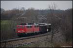 140 876 und 140 857 ziehen am Abend des 08.04.08 CS 60706 von Harburg(Schwaben) nach Heilbronn, aufgenommen am Km 77,2 der Remsbahn (KBS 786).