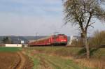 140 801 mit Autozug bei Karlstadt (Main) - 24.03.2010