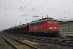 140 169-4 mit einem Kaliwagen-Ganzzug in Fahrtrichtung Sden. Aufgenommen am 17.02.2011 in Eichenberg.