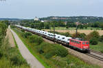 140 184-3 noch mit dem  DB Cargo  Logo mit einem Autotransportzug kurz nach Donauwörth richtung Augsburg, 11.08.2011
