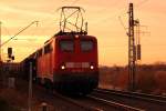 140 544-8 DB Schenker Rail bei Trieb im Sonnenuntergang am 05.11.2011.