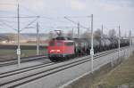 140 797 mit Gterzug am 09.03.2012 bei Hattenhofen