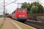 140 537-2 mit gemischtem Güterzug bei der Durchfahrt durch Dedensen-Gümmer Richtung Wunstorf.